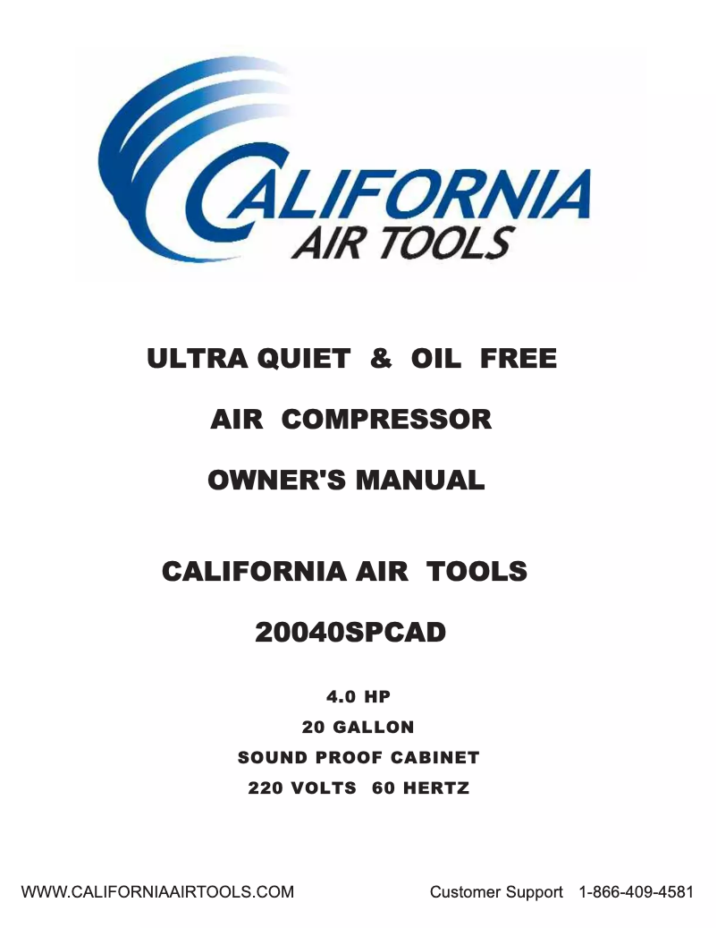 Página 1 del manual Manual de usuario California Air Tools 20040SPCAD