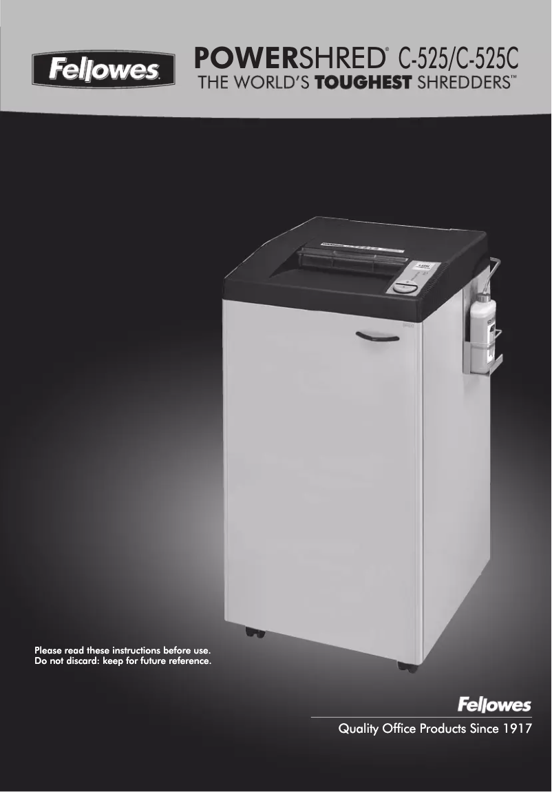 Página 1 del manual Manual de usuario Fellowes Fortishred C-525C