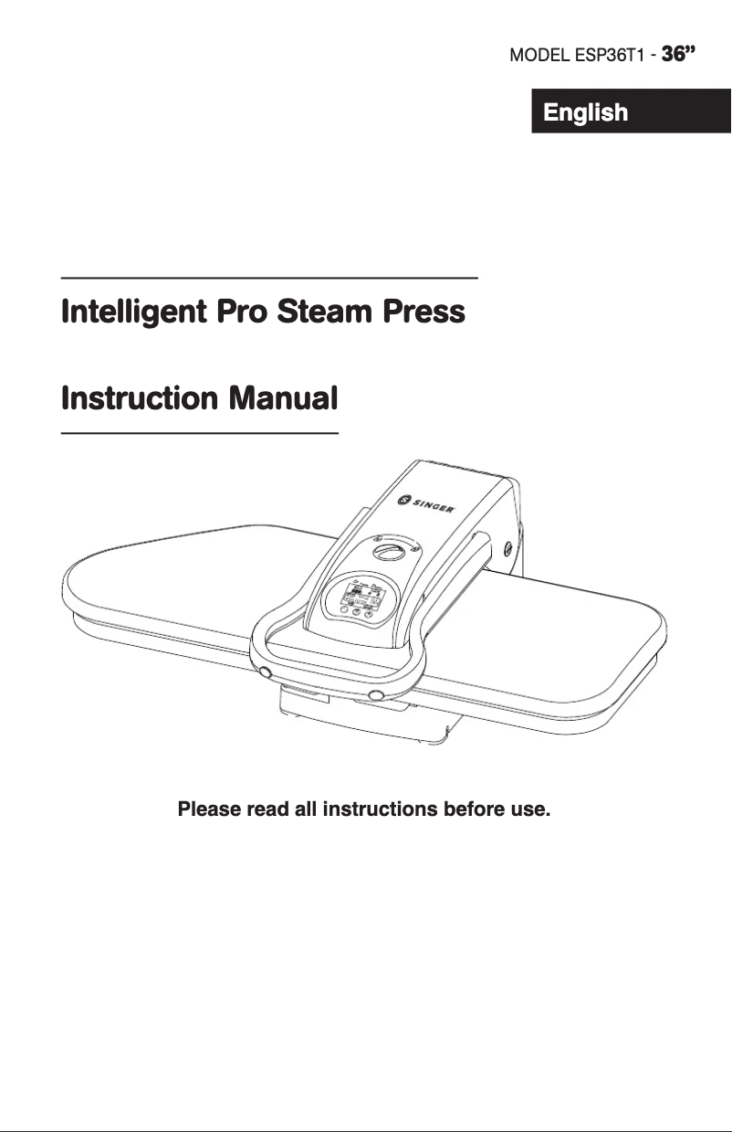 Página nº 1 - Manual de usuario Singer Intelligent Steam Press ESP36T1