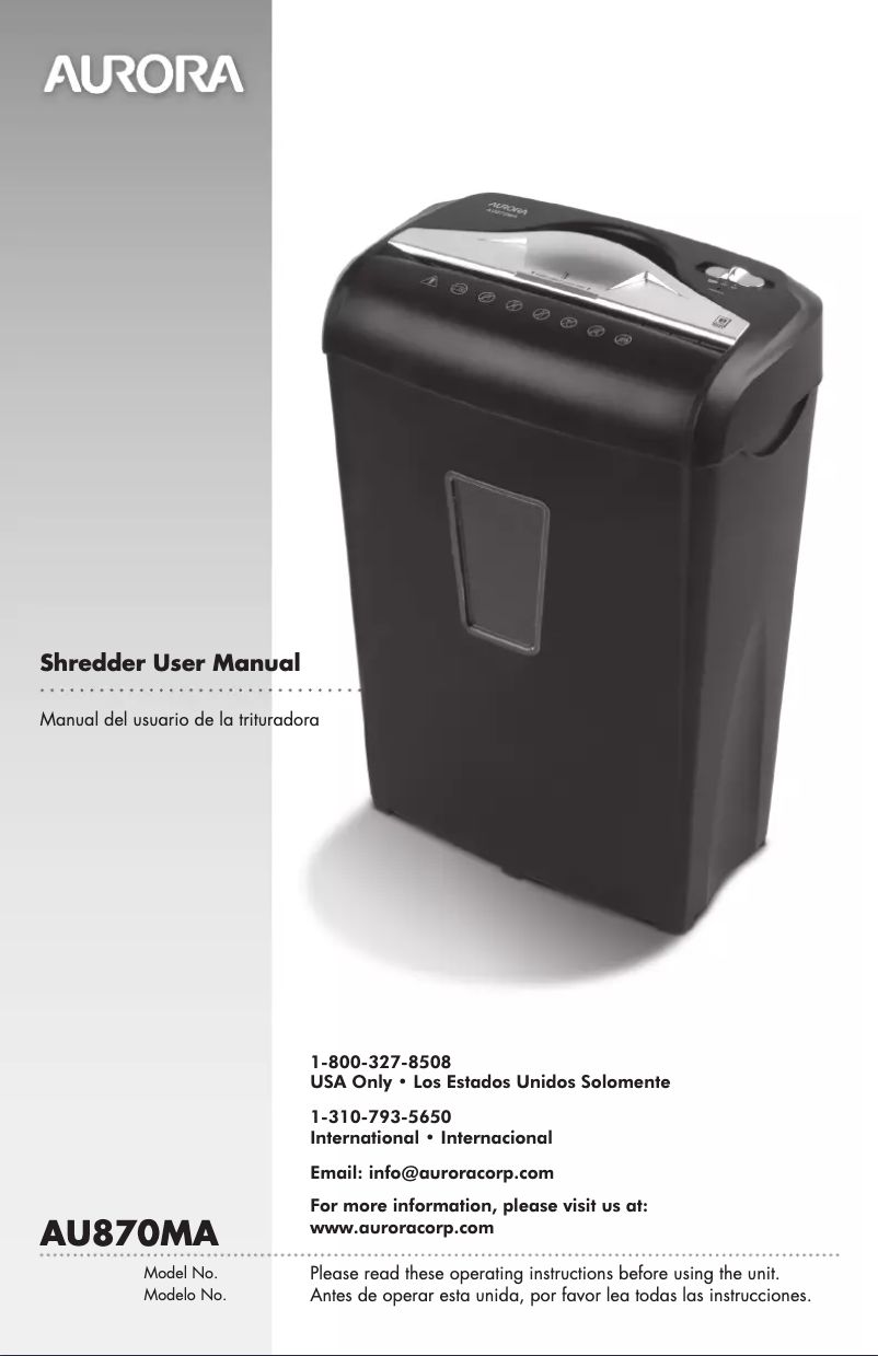 Imagen de la primera página del manual del dispositivo AU870MA