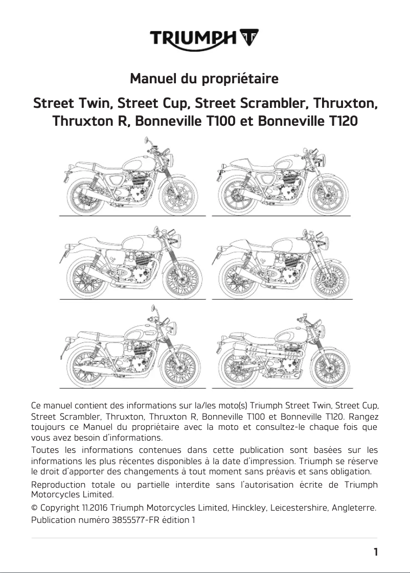 Imagen de la primera página del manual del dispositivo Bonneville T120