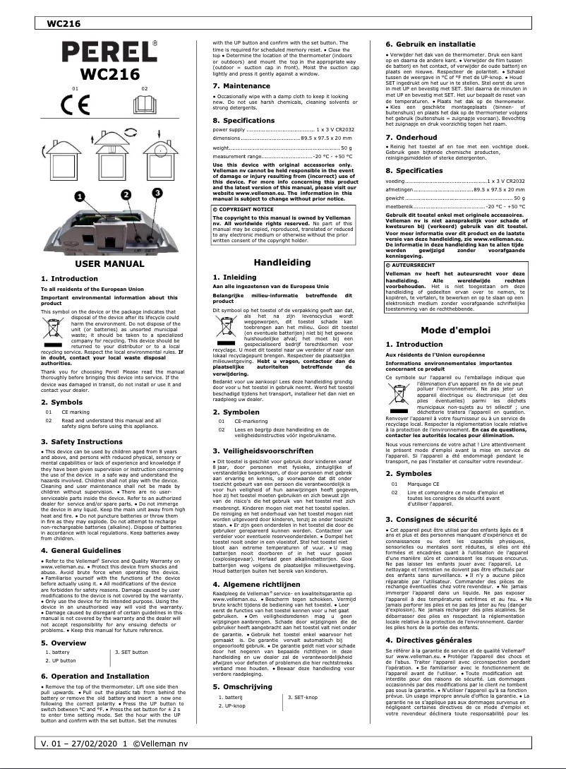 Imagen de la primera página del manual del dispositivo WC216