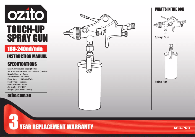Página 1 del manual Manual de usuario Ozito ASG-PRO