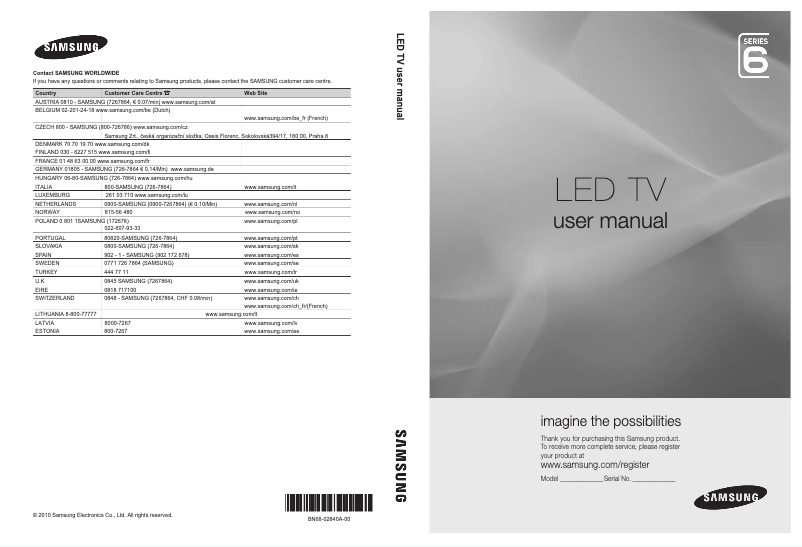 Imagen de la primera página del manual del dispositivo UE37C6620UW