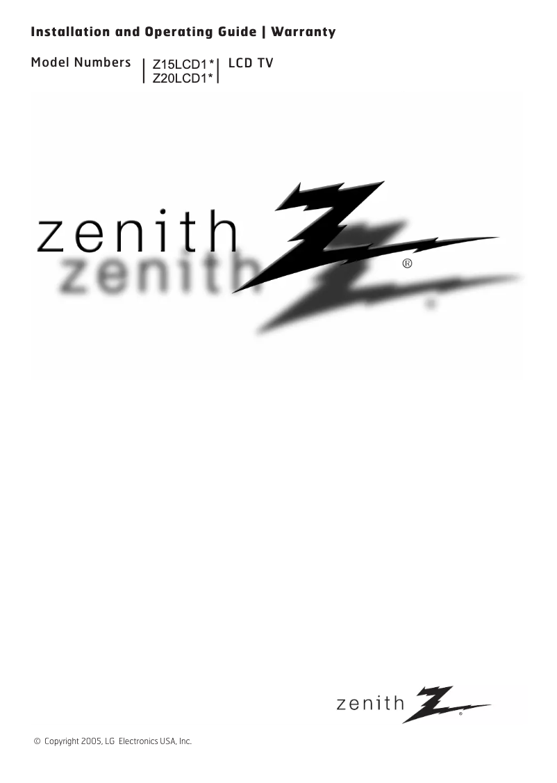Página 1 del manual Manual de usuario Zenith Z20LCD1
