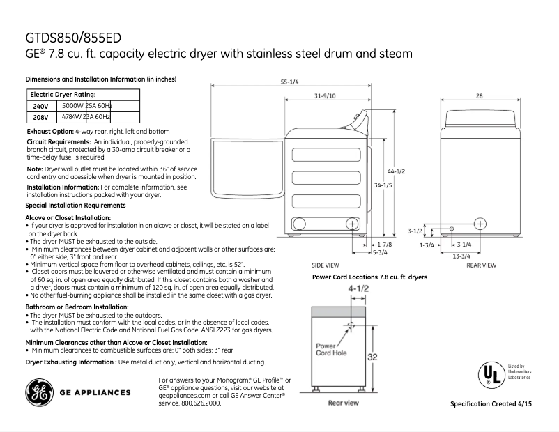 Imagen de la primera página del manual del dispositivo GTDS850EDWS