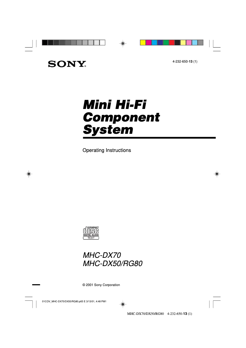 Imagen de la primera página del manual del dispositivo MHC-DX50