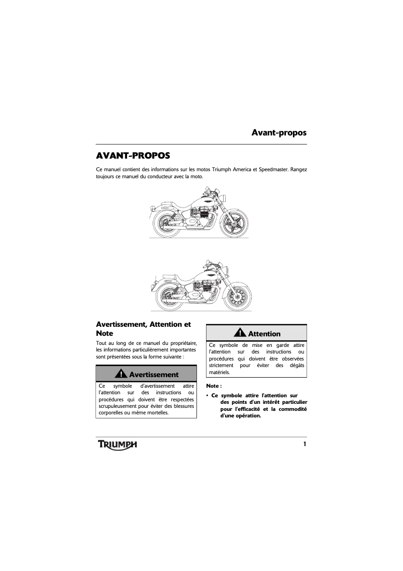 Página 1 del manual Manual de usuario Triumph Speedmaster (2012)