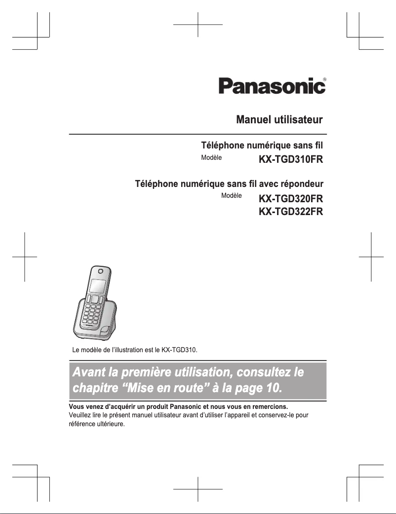 Imagen de la primera página del manual del dispositivo KX-TGD322FR