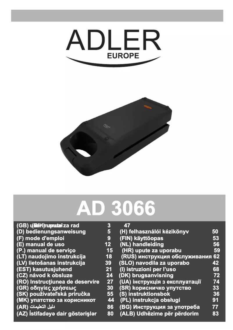 Página 1 del manual Manual de usuario Adler AD 3066