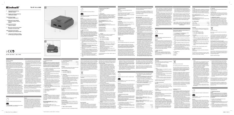 Imagen de la primera página del manual del dispositivo TE-CP 18 Li USB-Solo