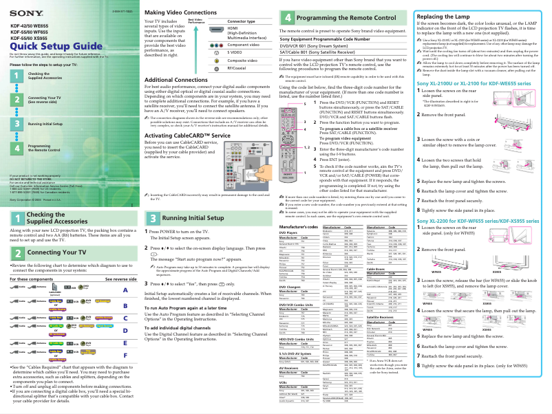 Imagen de la primera página del manual del dispositivo KDF-50WE655