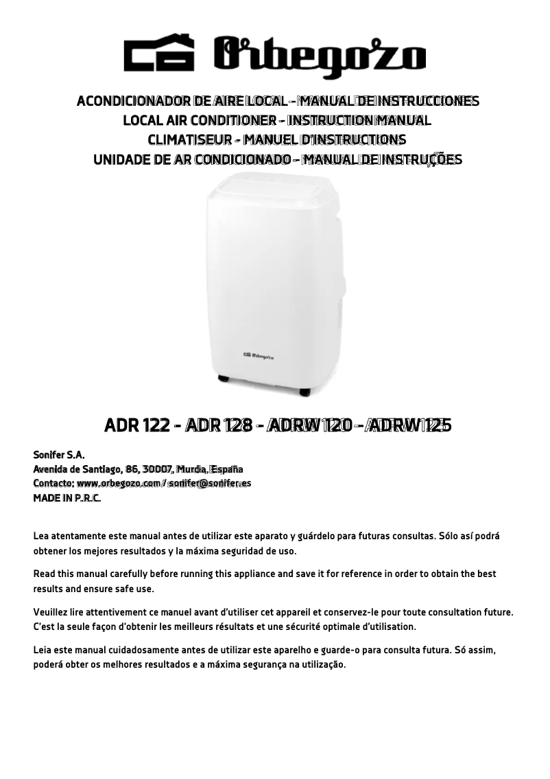 Página 1 del manual Manual de usuario Orbegozo ADRW 125
