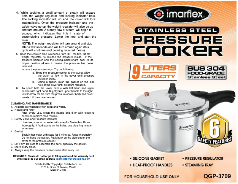 Imagen de la primera página del manual del dispositivo QGP-3709