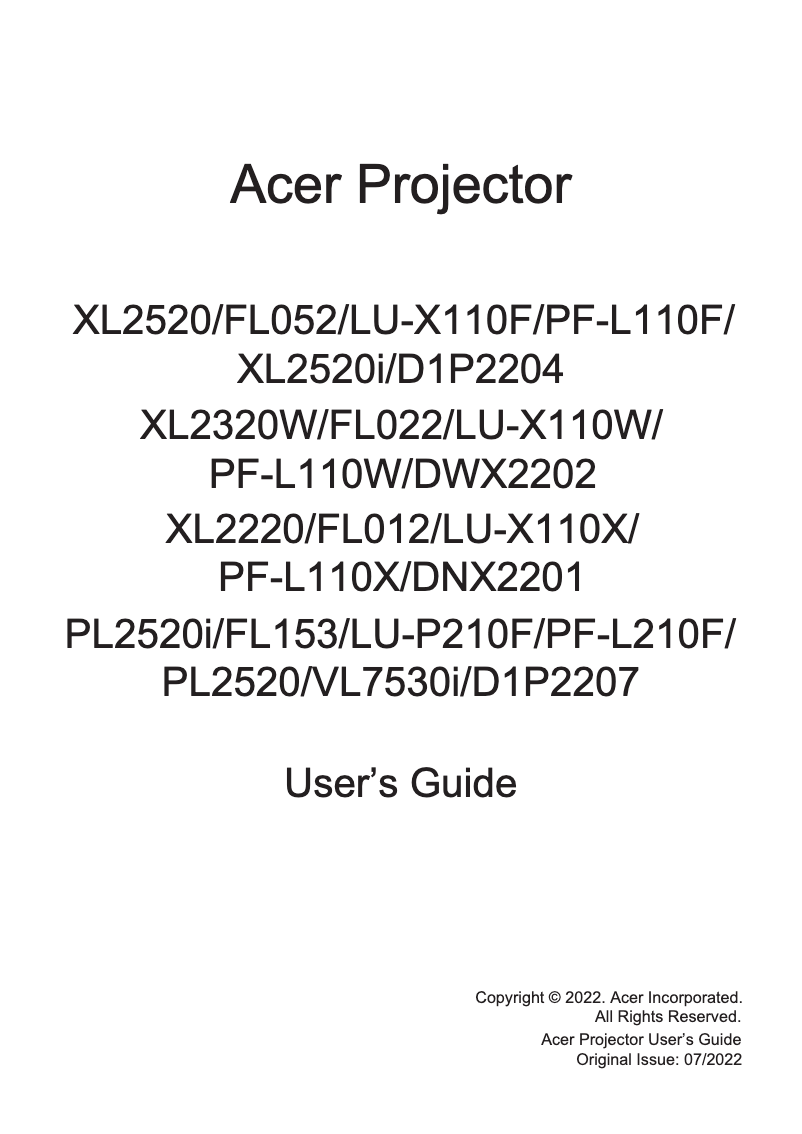 Imagen de la primera página del manual del dispositivo LU-X110W