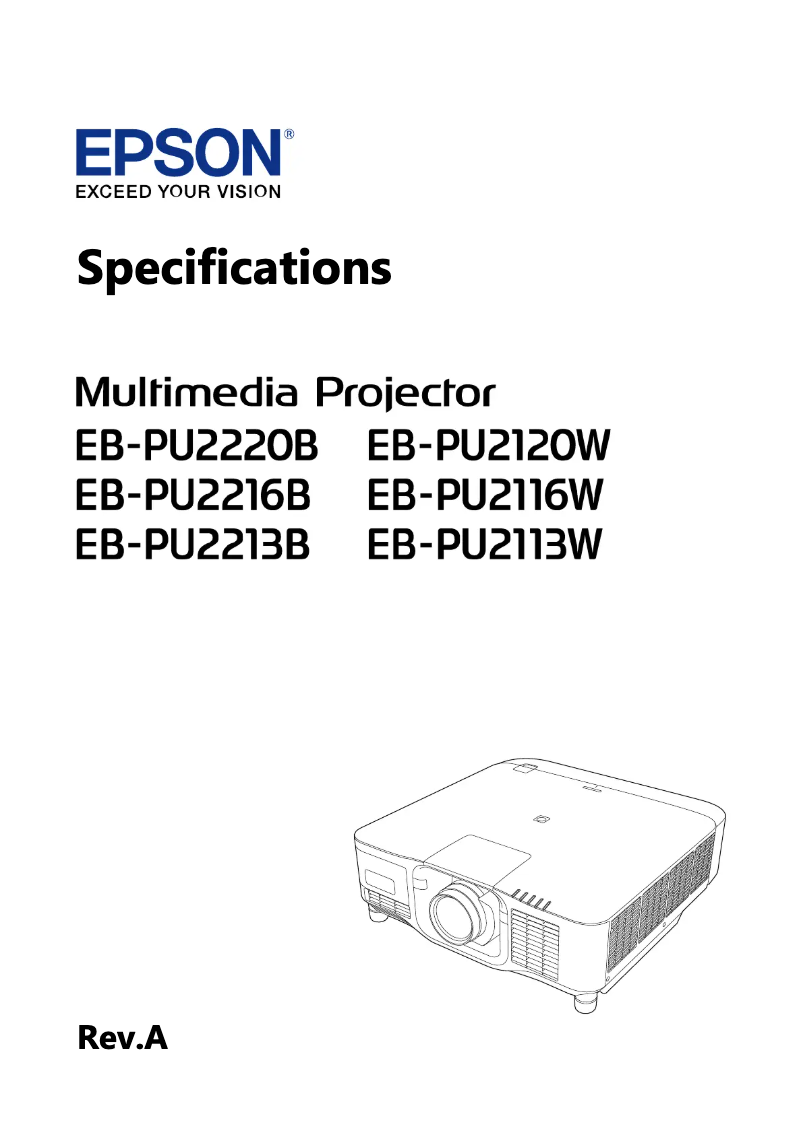 Página 1 del manual Ficha técnica Epson EB-PU2116W