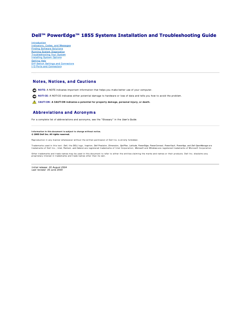 Página 1 del manual Manual de usuario Dell PowerEdge 1855