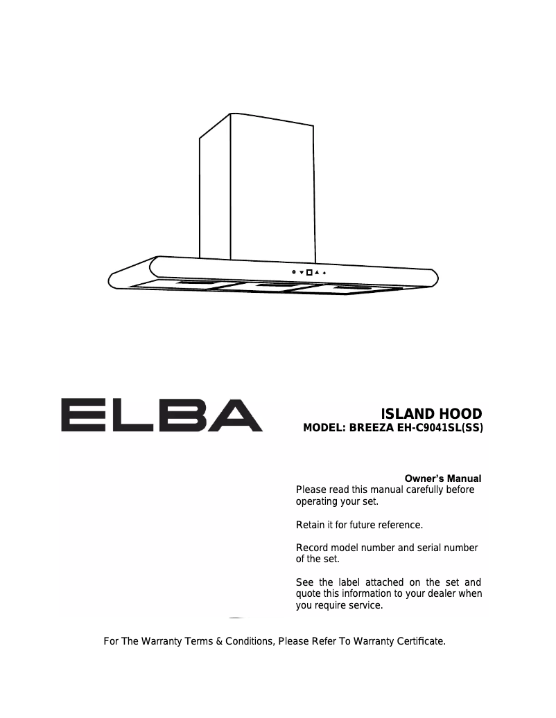 Página 1 del manual Manual de usuario Elba Breeza EH-C9041SL(SS)