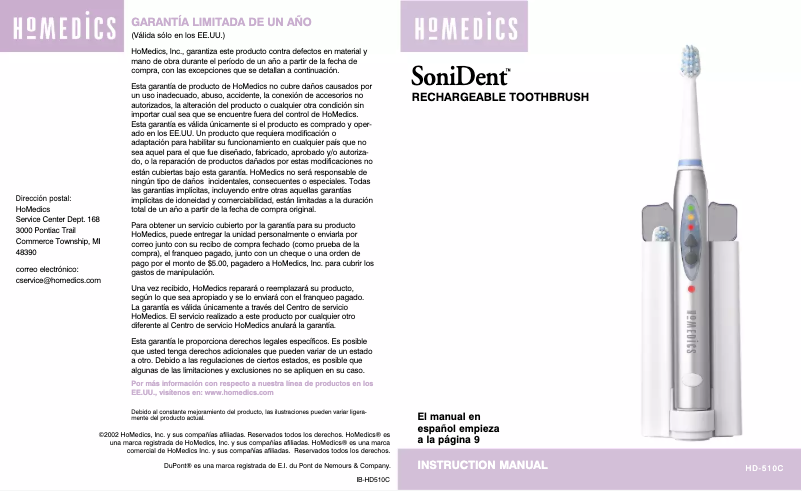 Imagen de la primera página del manual del dispositivo SoniDent HD-510