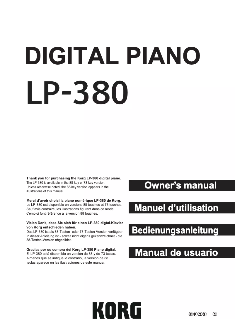 Imagen de la primera página del manual del dispositivo LP-380U