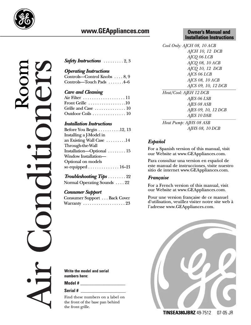 Imagen de la primera página del manual del dispositivo AJHS08ASB