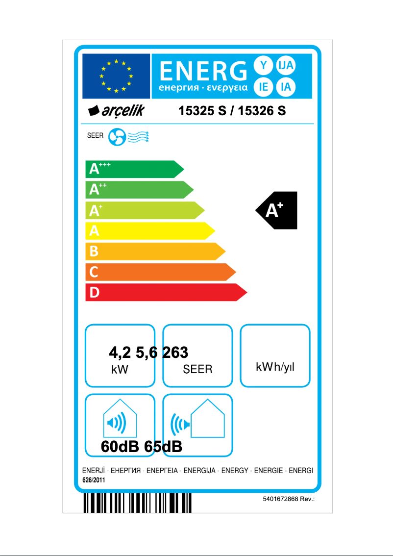 Página 1 del manual Manual de usuario Arçelik 15325 S