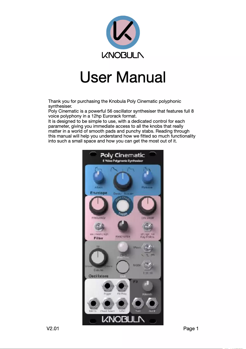 Página 1 del manual Manual de usuario Knobula Poly Cinematic
