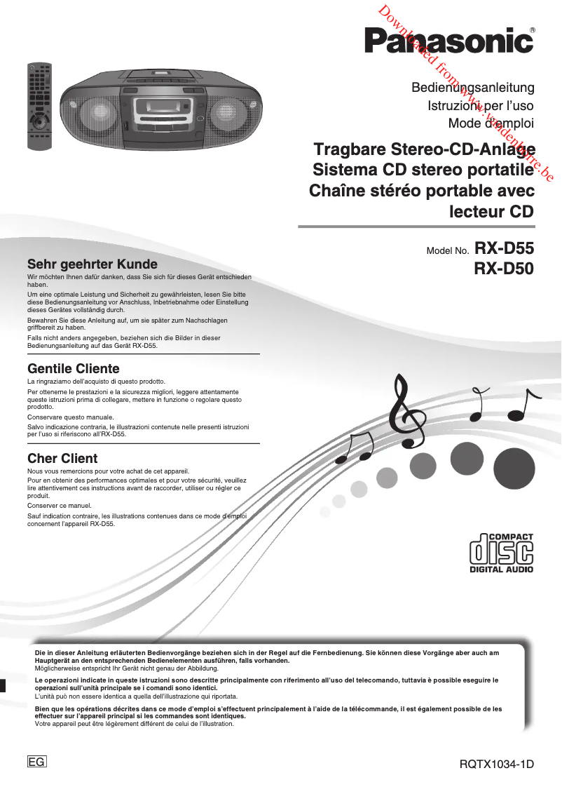Imagen de la primera página del manual del dispositivo RX-D50