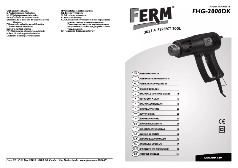 Página nº 1 - Manual de usuario Ferm FHG-2000DK