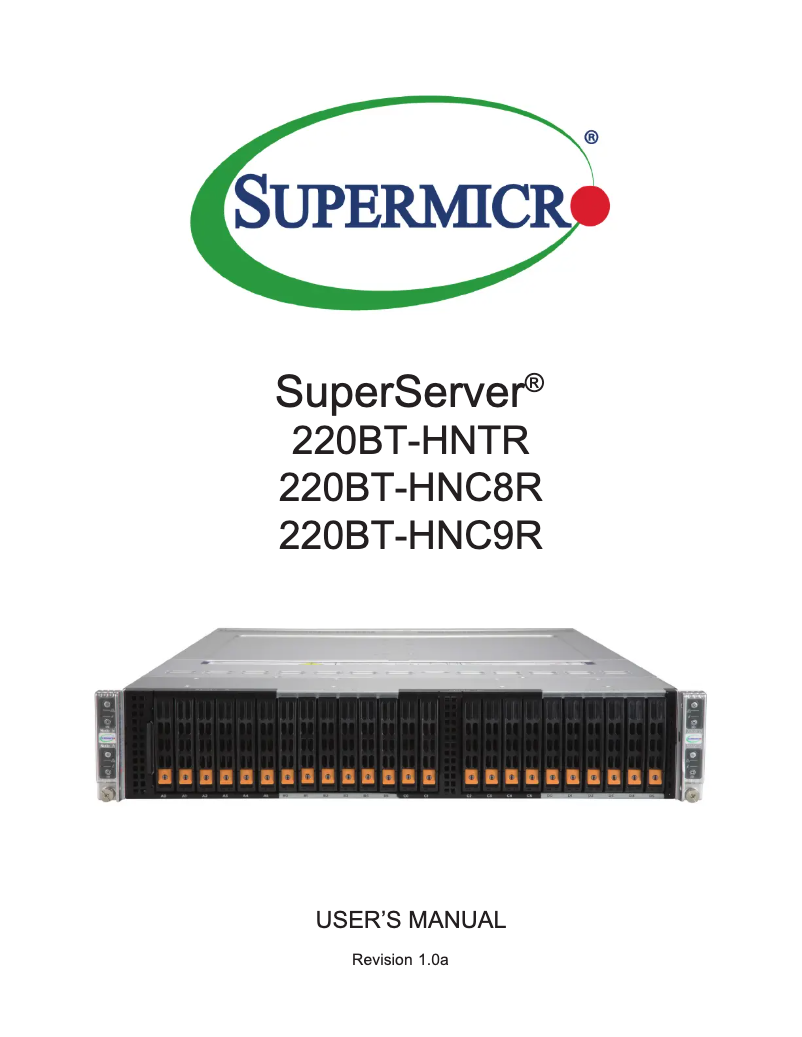 Imagen de la primera página del manual del dispositivo SuperServer SYS-220BT-HNC9R