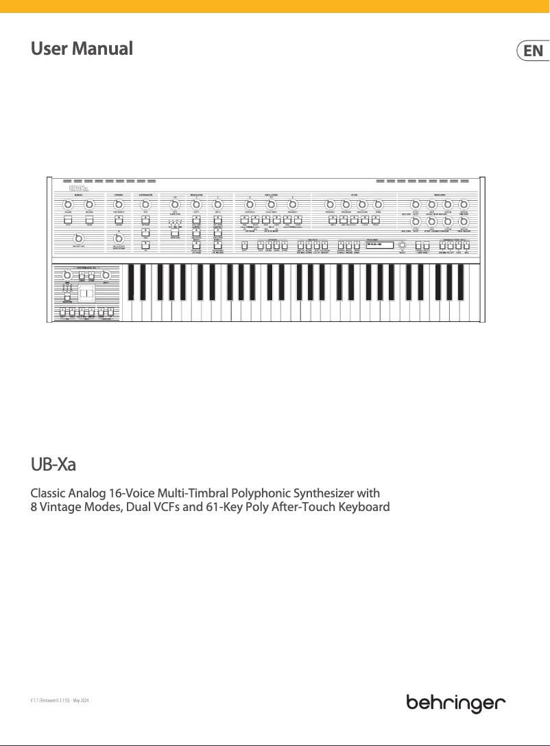 Página 1 del manual Manual de usuario Behringer UB-Xa