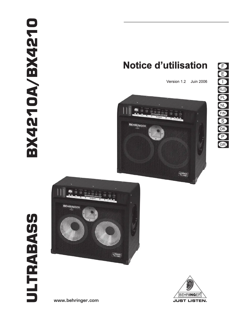 Imagen de la primera página del manual del dispositivo Ultrabass BX4210A