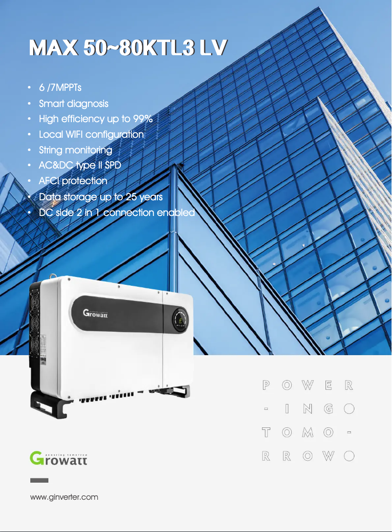 Página 1 del manual Ficha técnica Growatt MAX 70KTL3