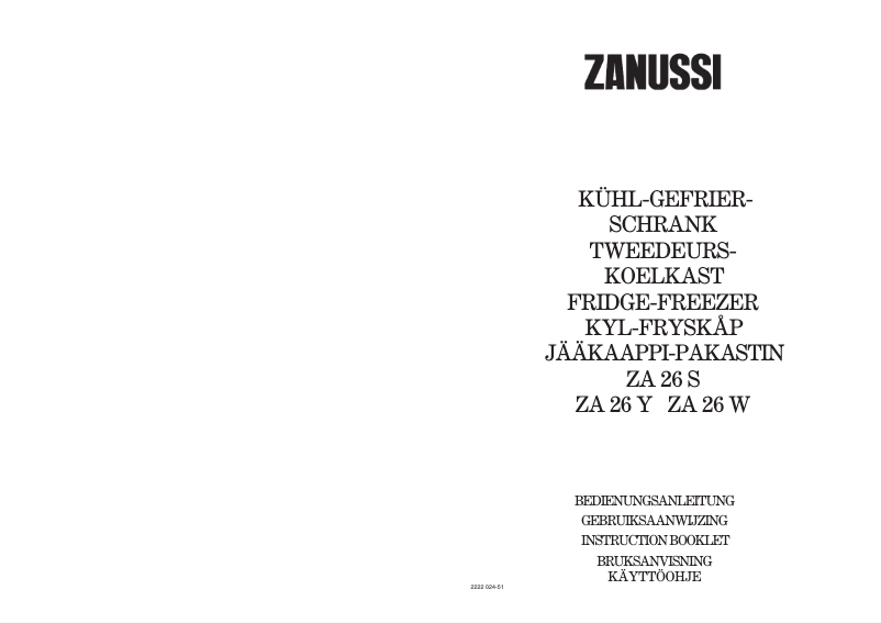 Página 1 del manual Manual de usuario Zanussi ZA26W