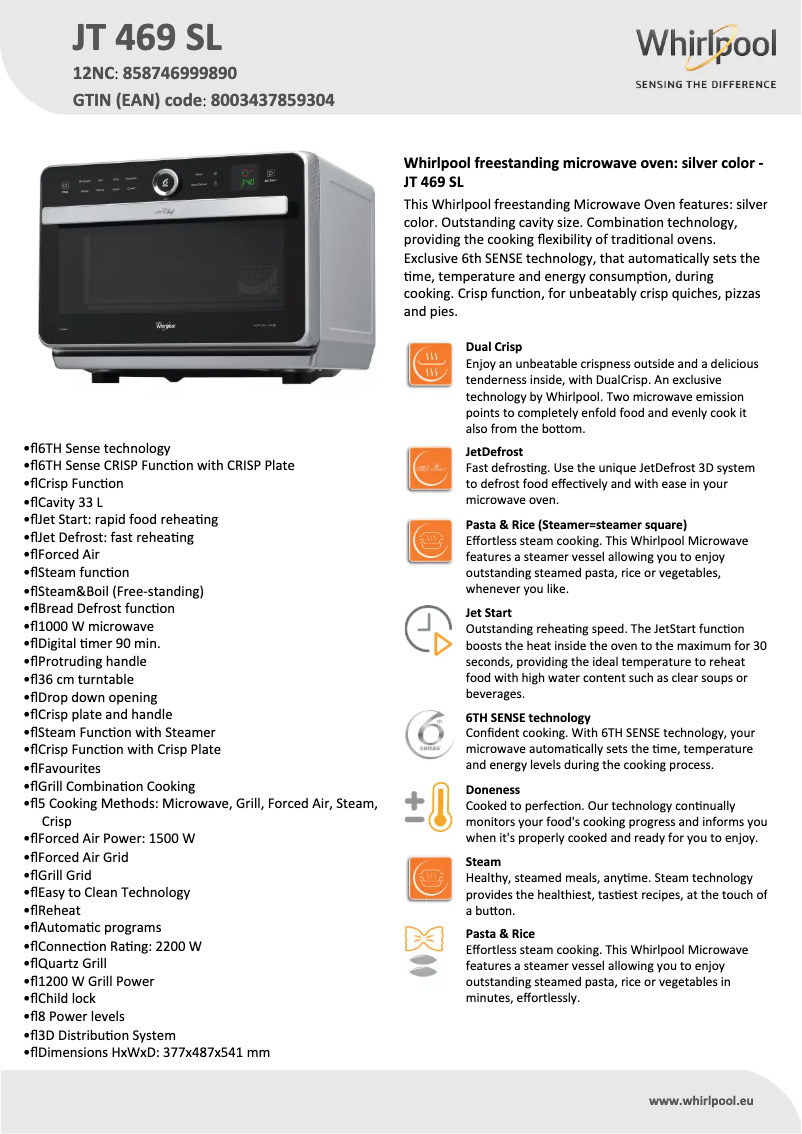 Imagen de la primera página del manual del dispositivo JT 469 SL