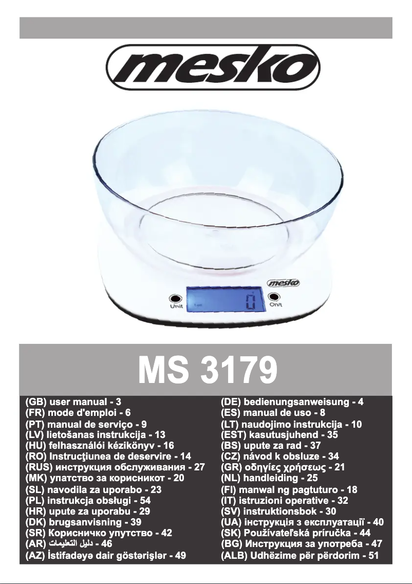 Página 1 del manual Manual de usuario Mesko MS 3179