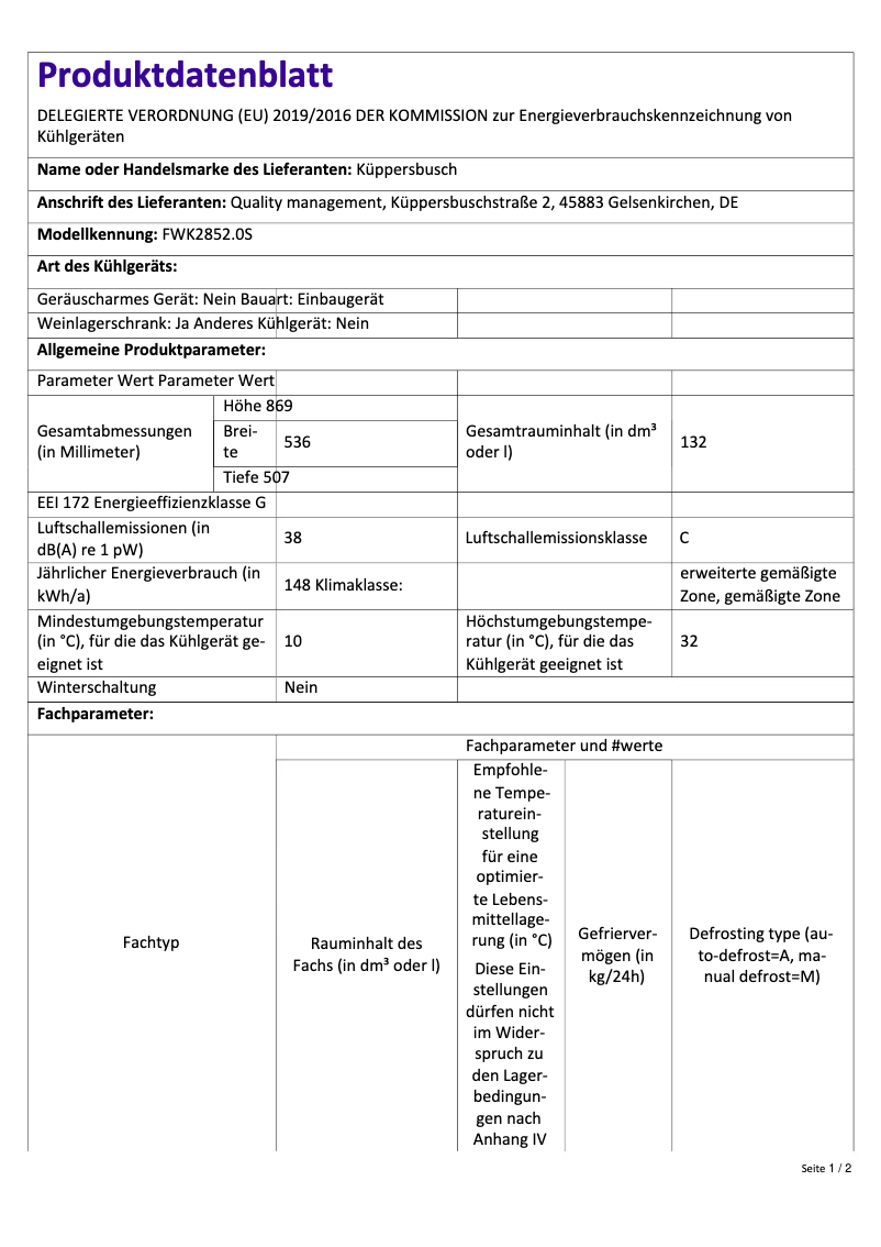 Imagen de la primera página del manual del dispositivo FWK2852.0S