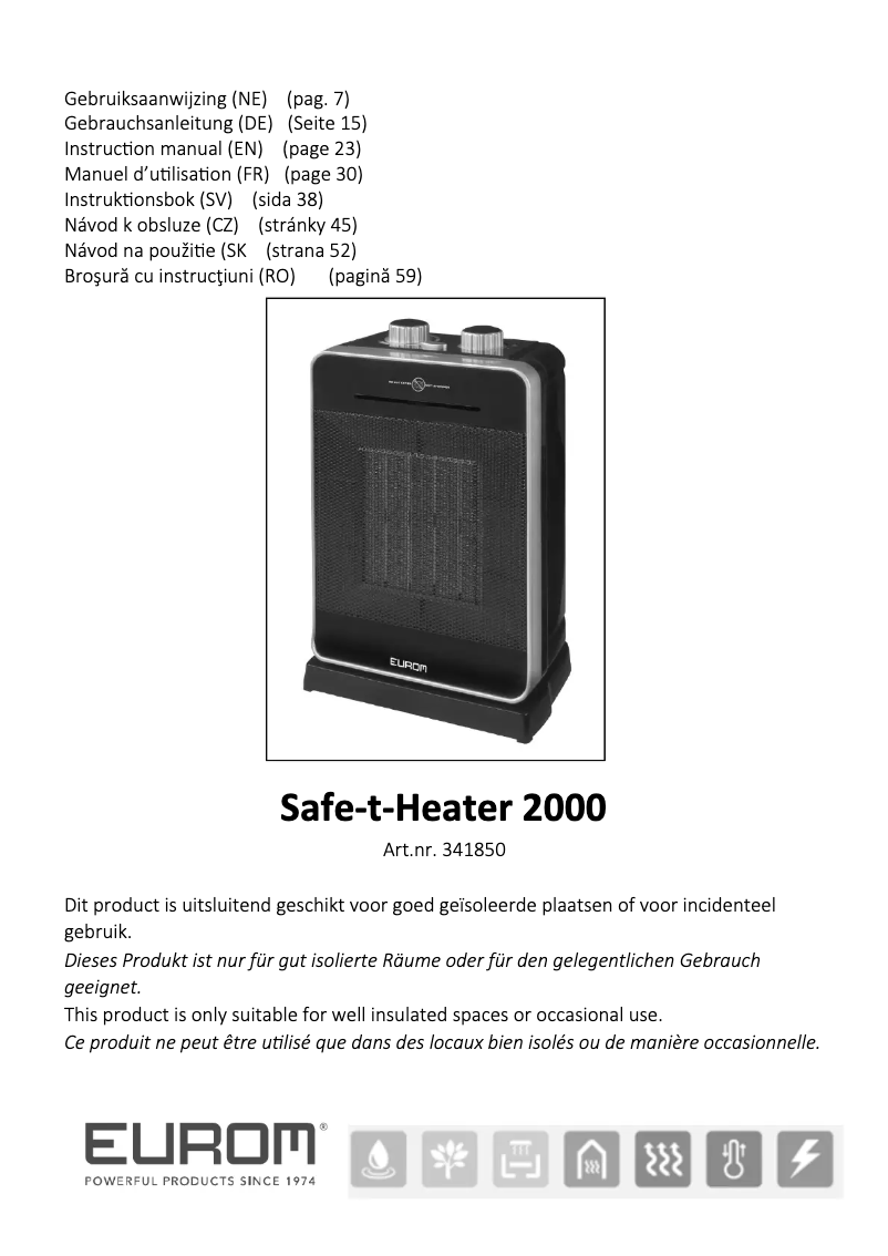 Imagen de la primera página del manual del dispositivo Safe-t-Heater 2000
