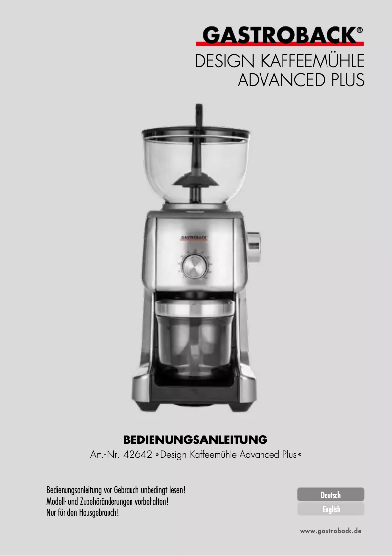 Imagen de la primera página del manual del dispositivo Design Advanced Plus 42642