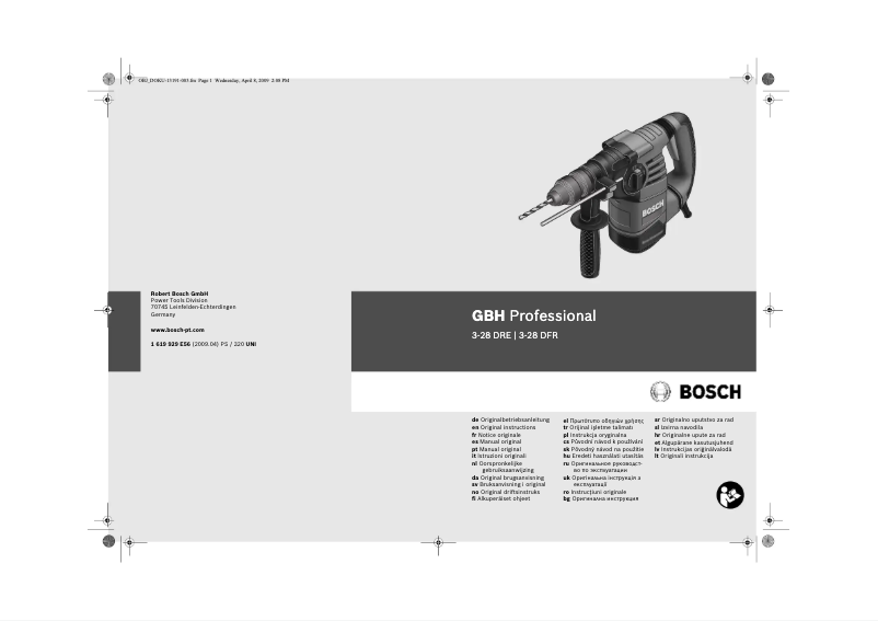 Página nº 1 - Manual de usuario Bosch GBH 3-28 DRE Professional