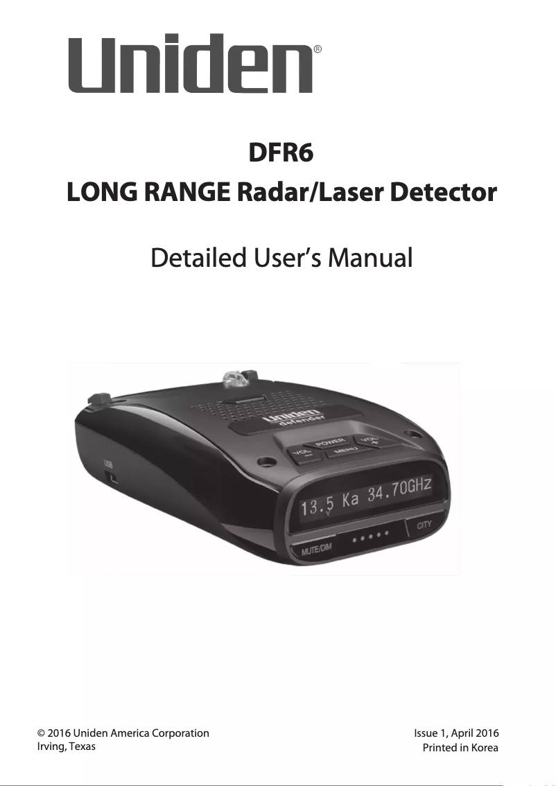 Página 1 del manual Manual de usuario Uniden DFR6NZ