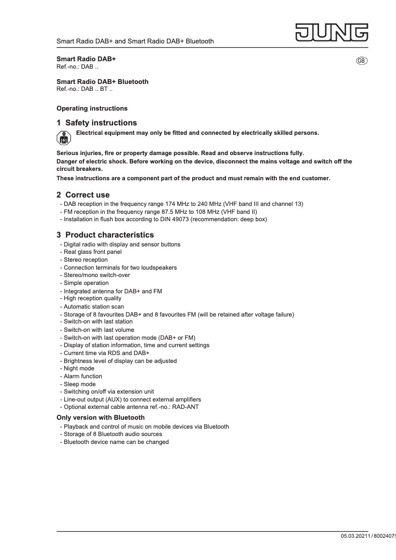Imagen de la primera página del manual del dispositivo DAB AL1