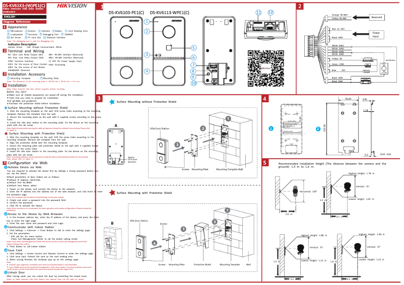 Página nº 1 - Guía de inicio rápido Hikvision DS-KV6113-WPE1
