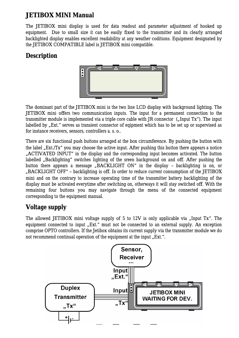 Página nº 1 - Manual de usuario JETI BOX mini