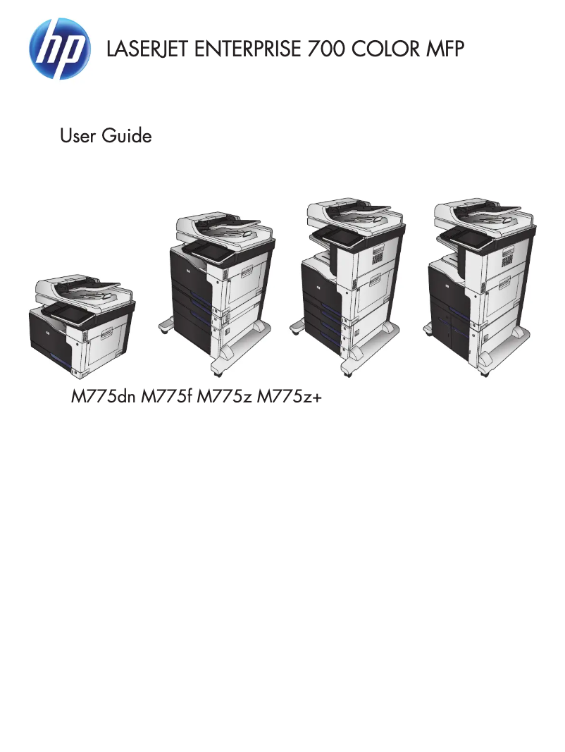 Imagen de la primera página del manual del dispositivo LaserJet M775fm