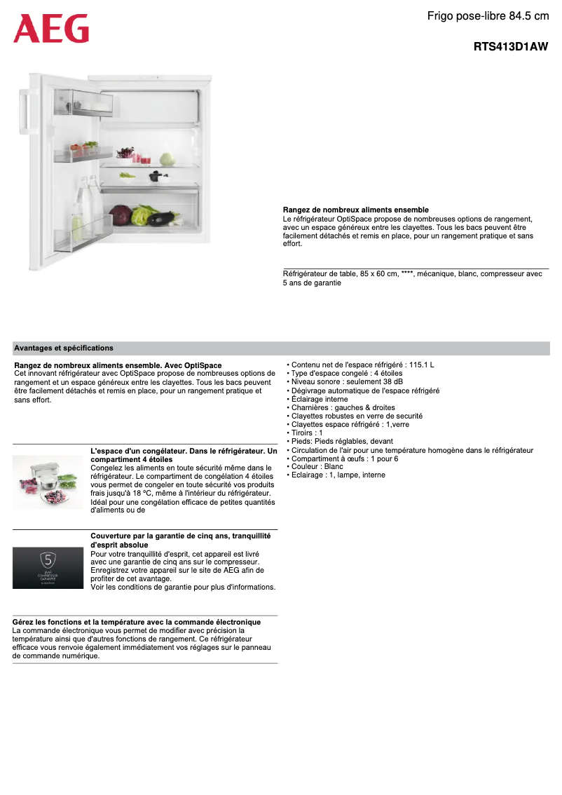 Imagen de la primera página del manual del dispositivo RTS413D1AW
