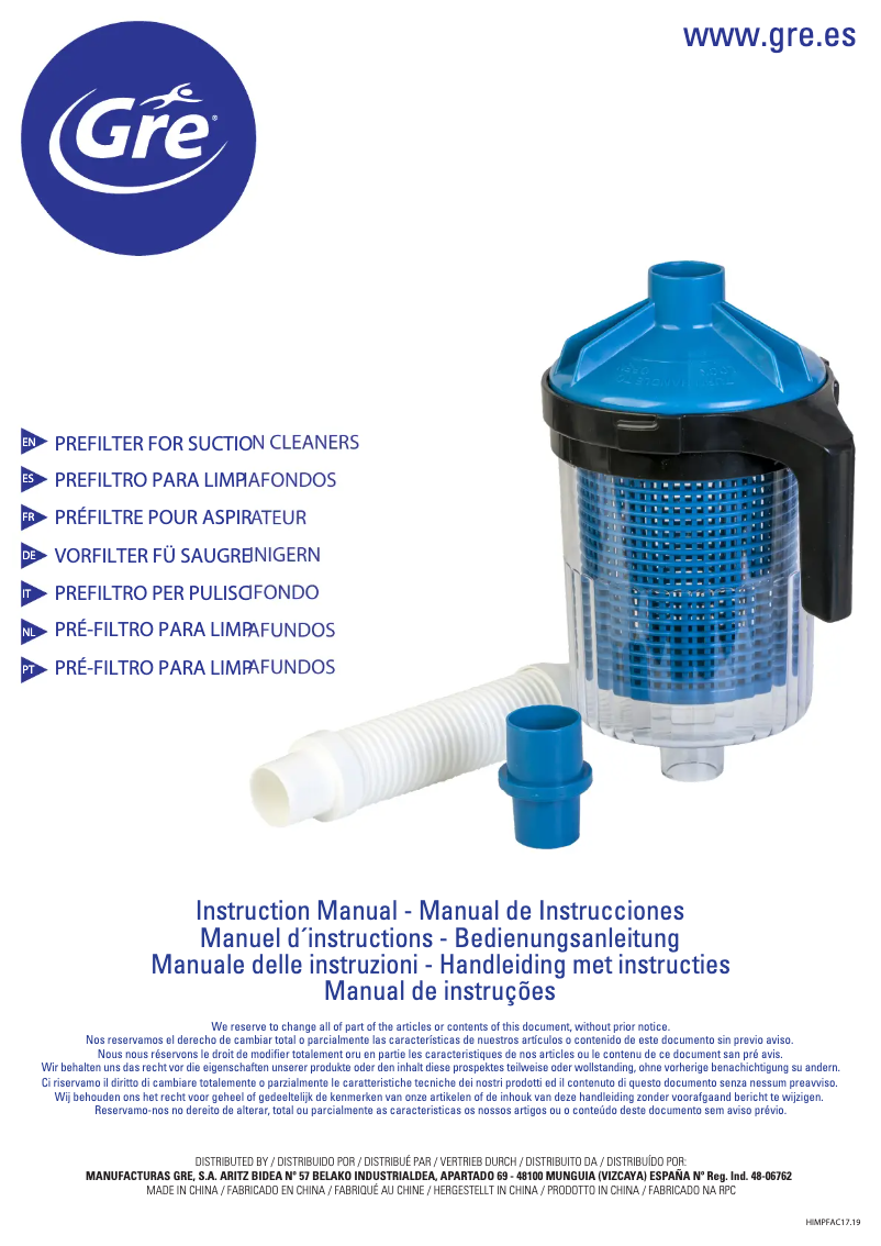 Página 1 del manual Manual de usuario Gre PFAC17