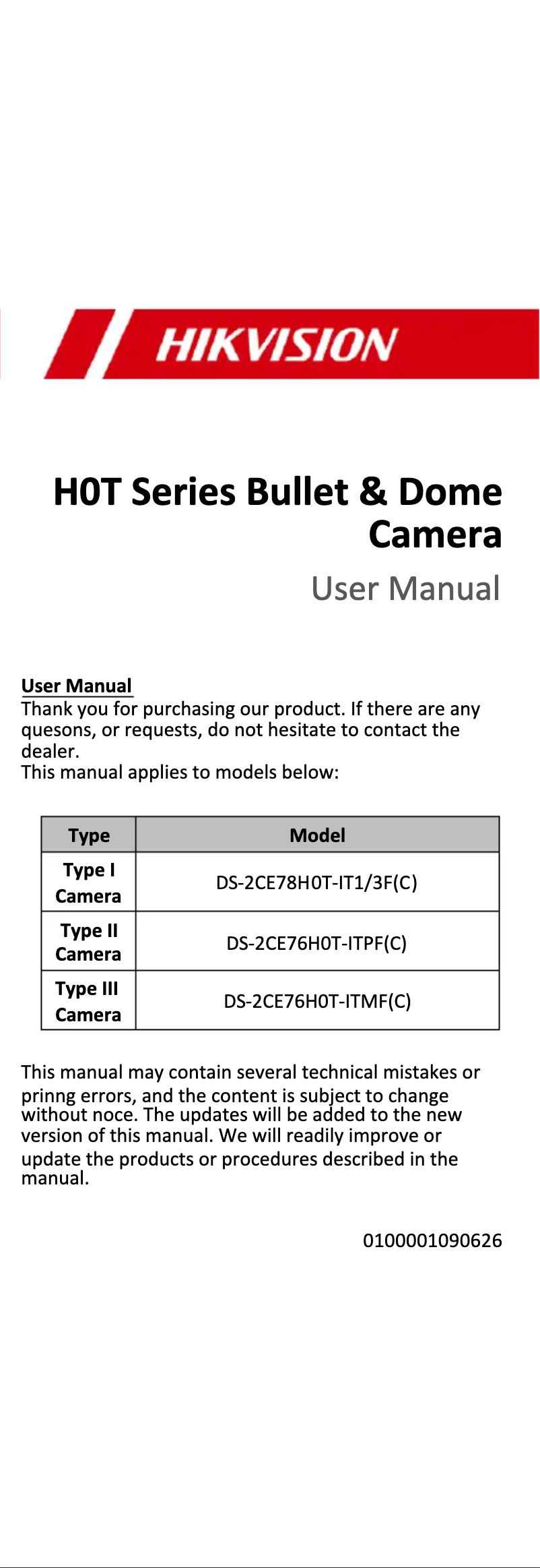 Imagen de la primera página del manual del dispositivo DS-2CE78H0T-IT1F