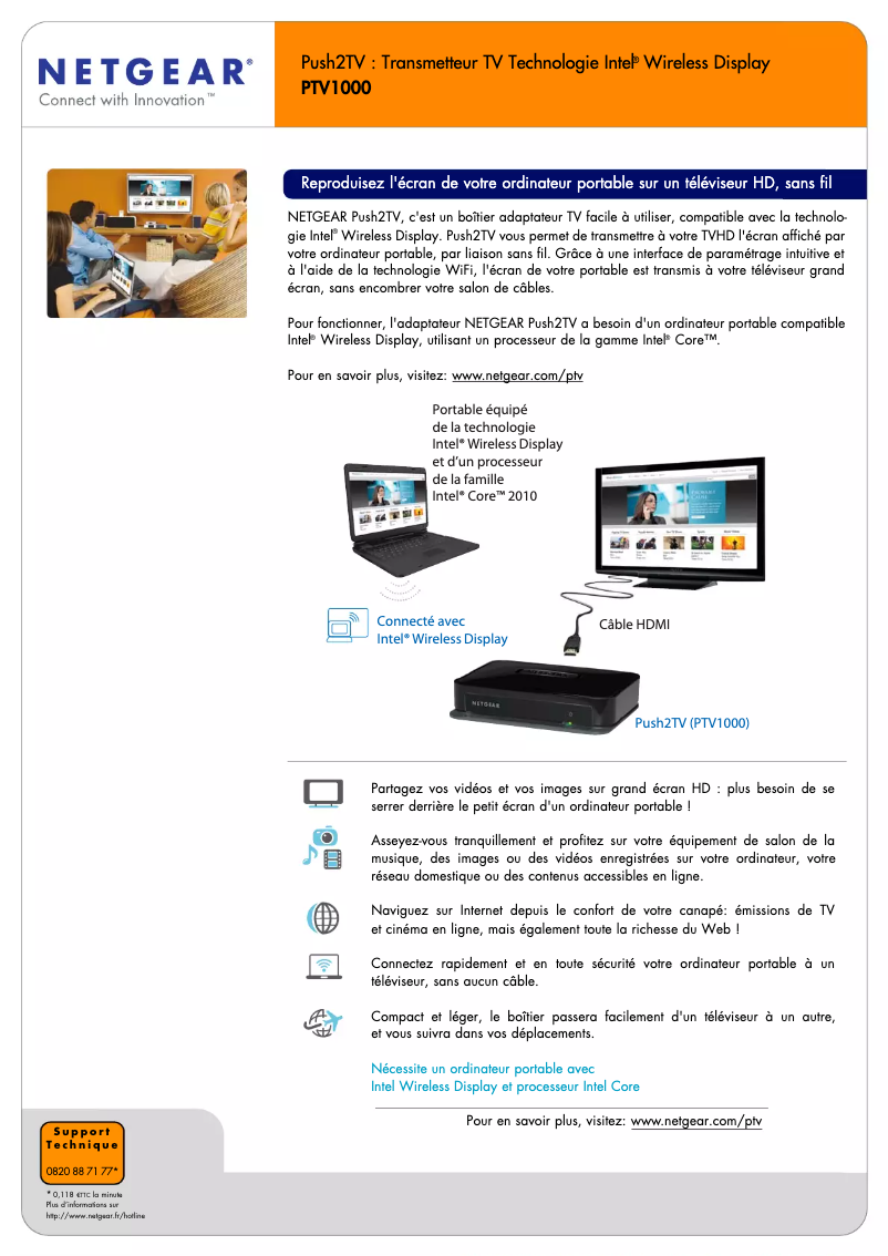 Página 1 del manual Ficha técnica Netgear PTV1000