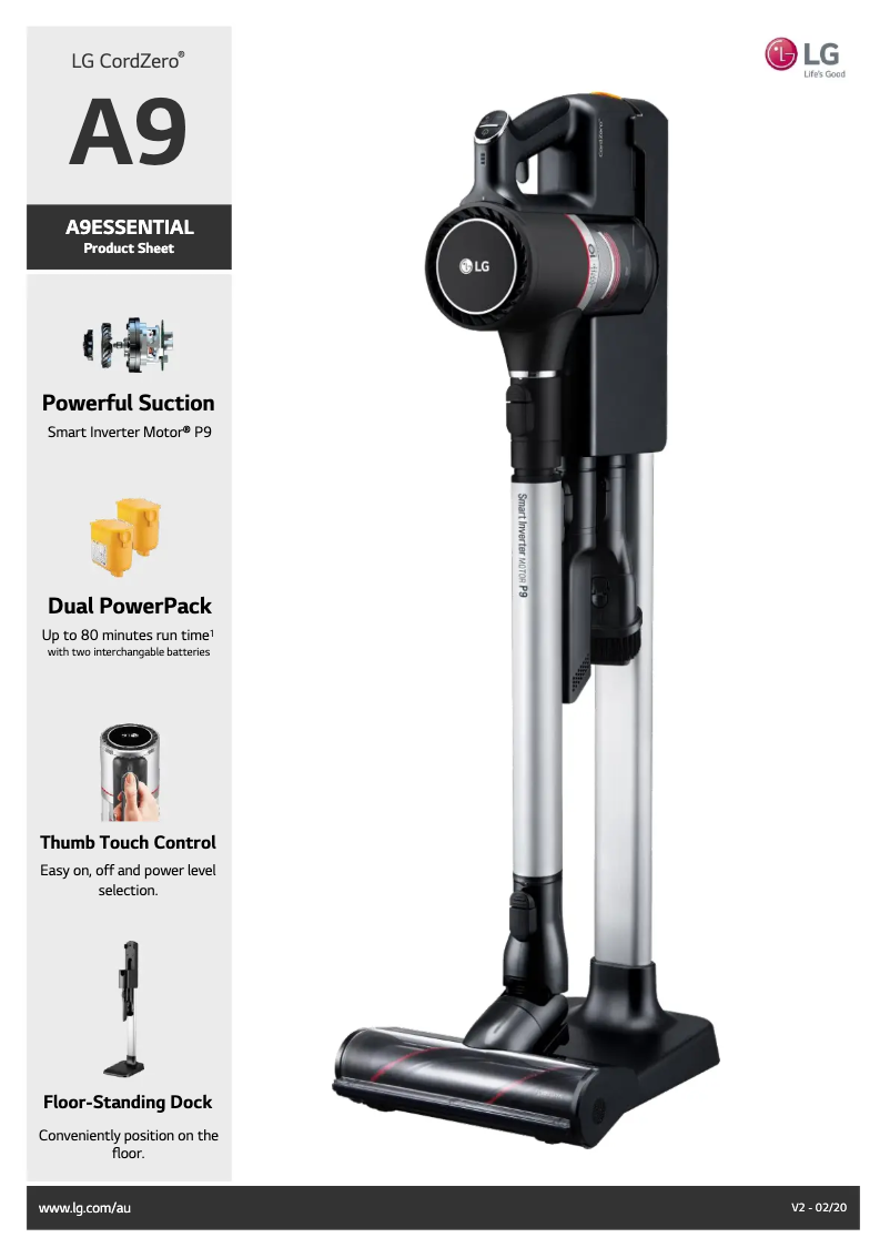 Imagen de la primera página del manual del dispositivo CordZero A9ESSENTIAL